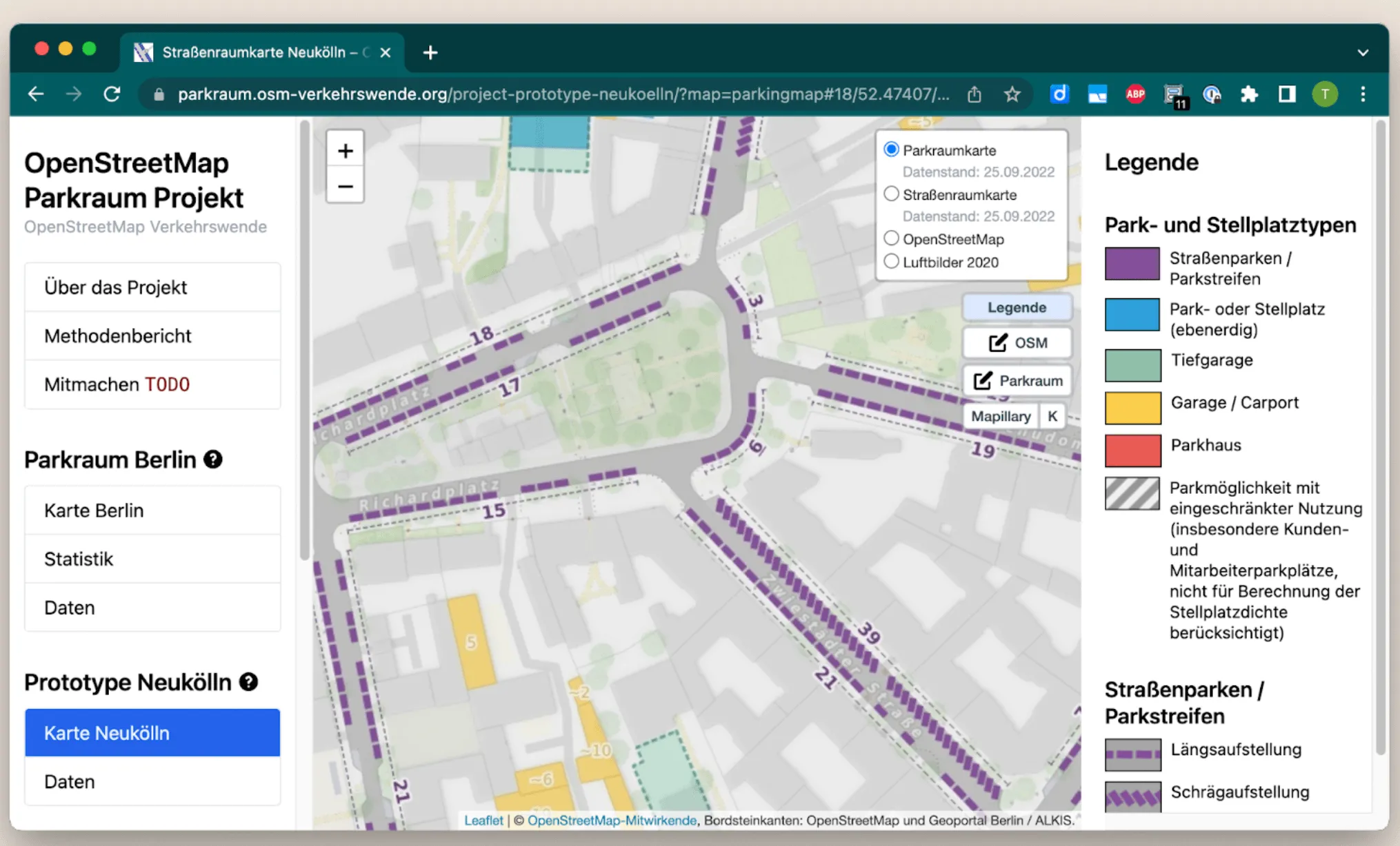 Ausschnitt aus dem OSM-Tool